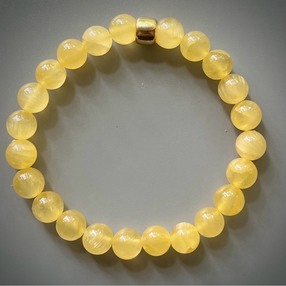Natural Yellow Selenite Handcrafted Bead Bracelet